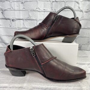 CYDWOK Vintage Women's Chalet-H Shoes Size 6.5 Side Zip 1-inch Heel Red Bordeaux